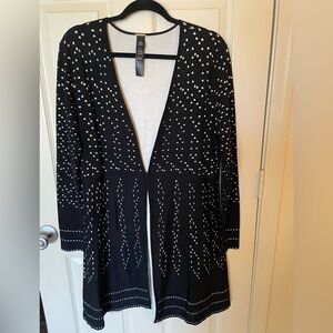 Chico's Black and White Geometric Cardigan Sweater